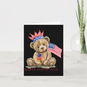 Happy 4th Of July Patriotic Cute Bear Women Girls  Card