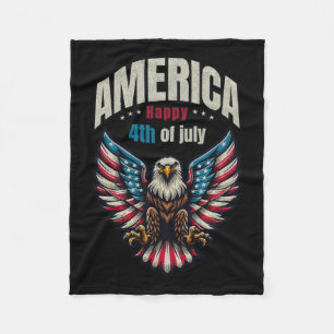 Happy 4th Of July - Patriotic Eagle Men Fleece Blanket