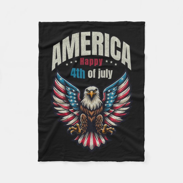 Happy 4th Of July - Patriotic Eagle Men  Fleece Blanket (Front)