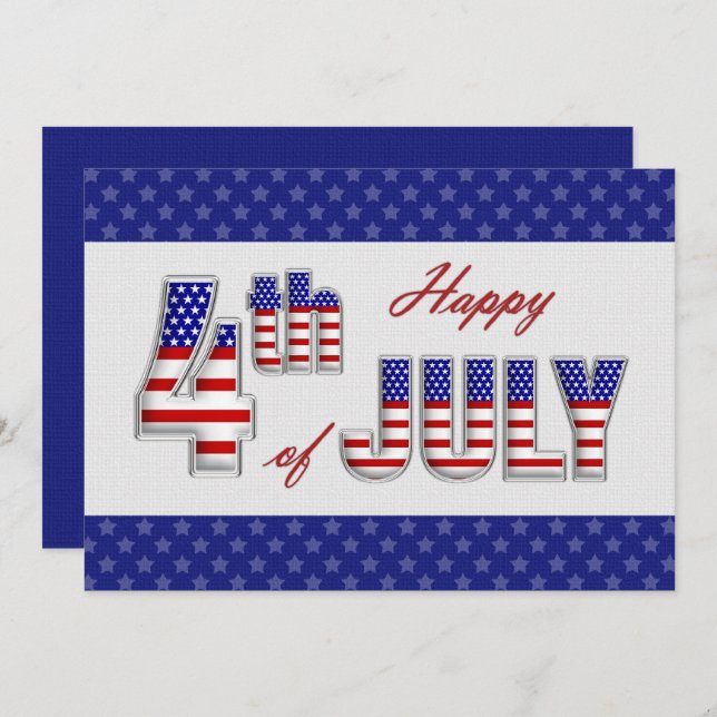 Happy 4th of July. Patriotic Flat Greeting Card (Front/Back)