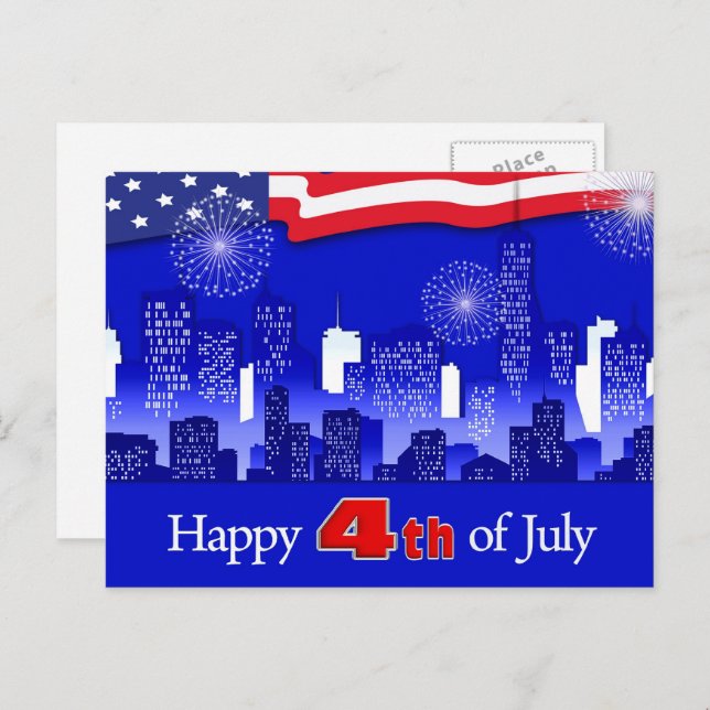 Happy 4th of July.  Patriotic  Postcard (Front/Back)