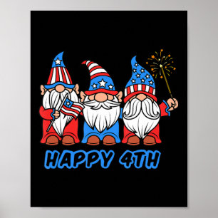 Happy 4th of July Patriotic Pride Gnomes Independe Poster