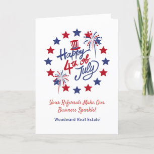 Happy 4th of July Patriotic Referral Marketing Thank You Card