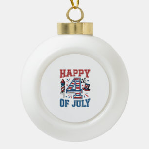 Happy 4th of July Patriotic Vintage Vector Design_ Ceramic Ball Christmas Ornament