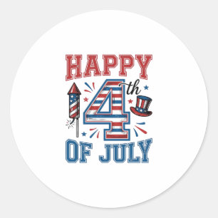 Happy 4th of July Patriotic Vintage Vector Design_ Classic Round Sticker