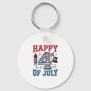 Happy 4th of July Patriotic Vintage Vector Design_ Key Ring