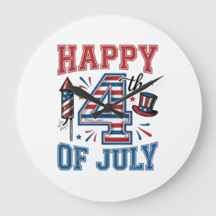 Happy 4th of July Patriotic Vintage Vector Design_ Large Clock