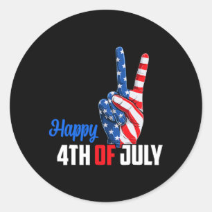 Happy 4th Of July Peace America Independence Day P Classic Round Sticker
