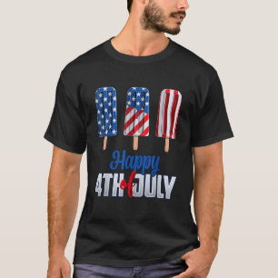 Happy 4th of July Popsicle Red White Blue American T-Shirt
