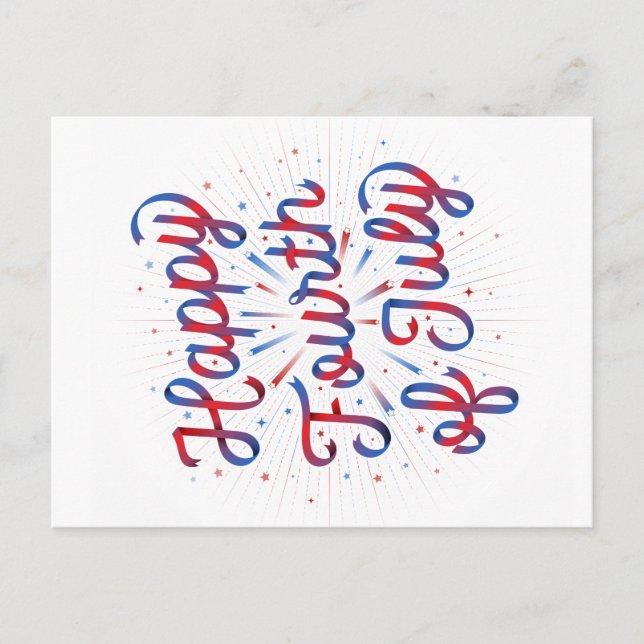 Happy 4th of July Postcard (Red/Blue Gradient) (Front)