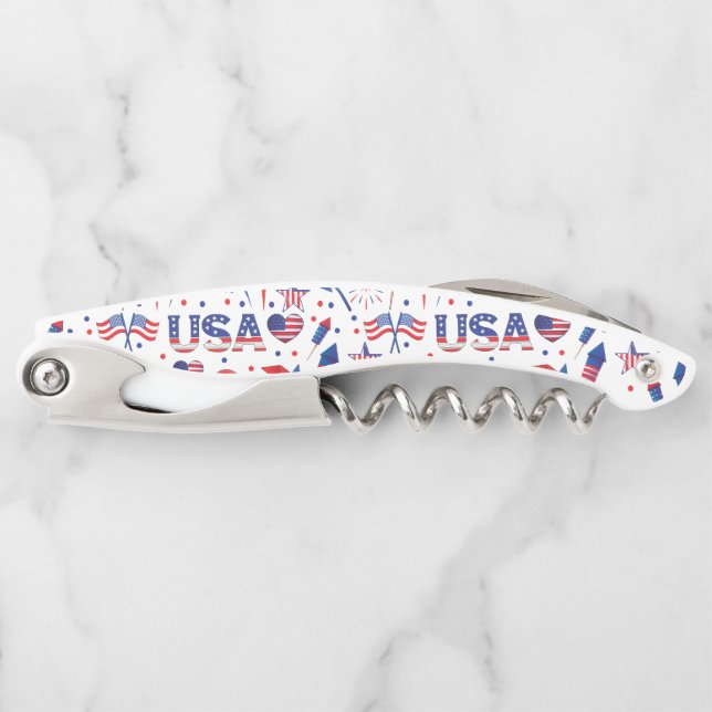 Happy 4th of July Red Blue Cute Party  Corkscrew (Front)