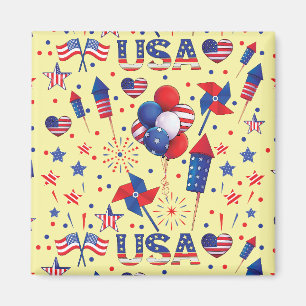 Happy 4th of July Red Blue Cute Party Magnet