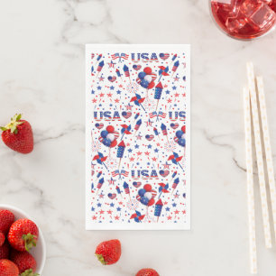 Happy 4th of July Red Blue Cute Party  Napkin