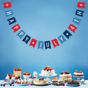 Happy 4th of July Red White and Blue Bunting