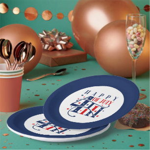 Happy 4th of July Red White and Blue Paper Plate