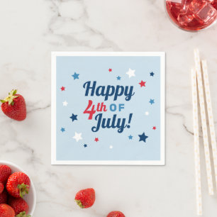Happy 4th of July Red White and Blue Patriotic Napkin