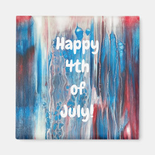 Happy 4th of July Red White Blue Abstract Magnets