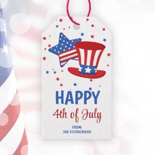 Happy 4th Of July Red White & Blue Party Favour Gift Tags