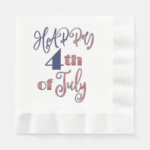 Happy 4th of July Red White Blue Stars and Stripes Napkin