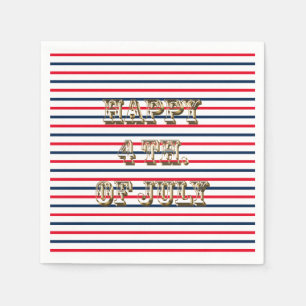 Happy 4th of July red white blue stripes patriotic Napkin