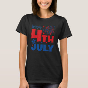 Happy 4th Of July Red White Blue Us American Flag  T-Shirt