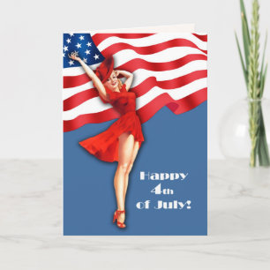 Happy 4th of July. Retro Pin-up  Card