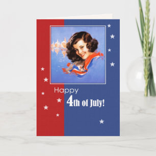 Happy 4th of July. Retro Pin-up  Card