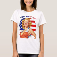Happy 4th of July Retro Pin-up Girl Art