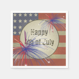 Happy 4th of July Rustic Vintage Napkin