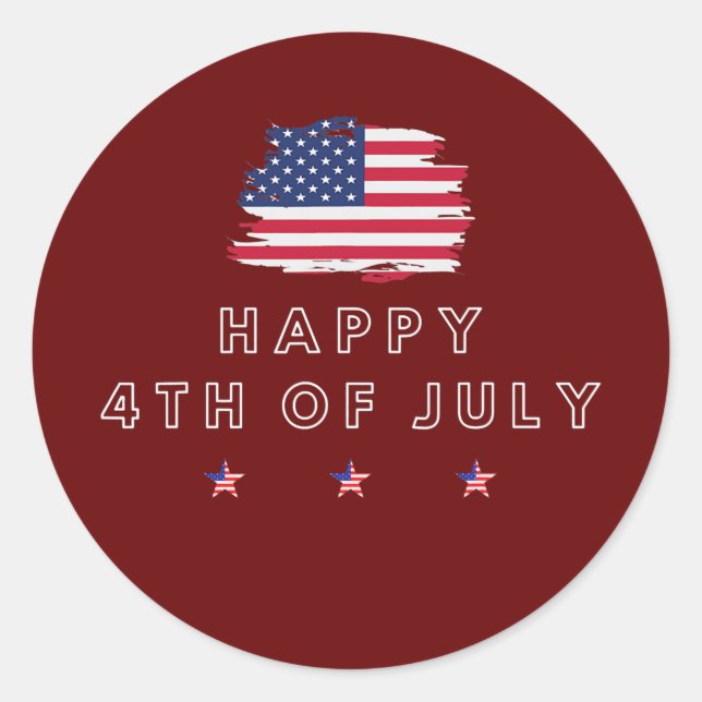 Happy 4th of July Simple American Flag  Classic Round Sticker (Front)