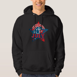 Happy 4th of July Star - USA flag - LOVE USA Hoodie