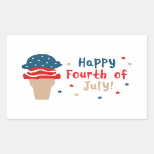 Happy 4th of July Stars and Stripes Ice Cream Rectangular Sticker
