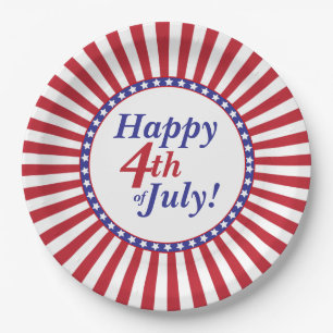 Happy 4th of July Stars and Stripes Paper Plate