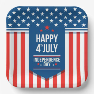 Happy 4th of July Stars and Stripes   Paper Plate