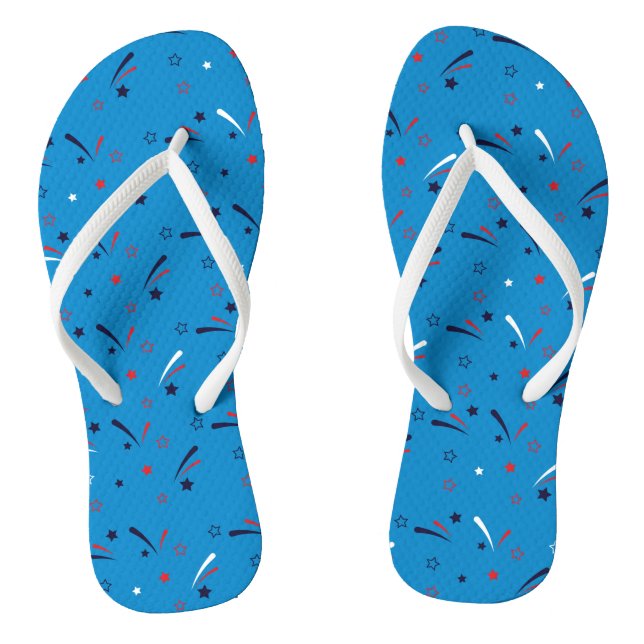 Happy 4th Of July Stars Tie Dye Pattern Party Jandals (Footbed)