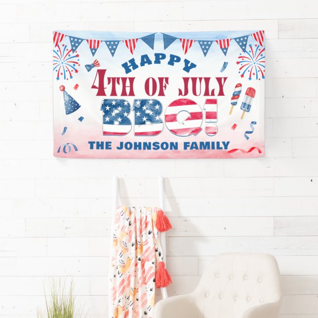 Happy 4th of July Summer BBQ Party Banner (Insitu)