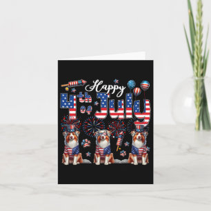 Happy 4th Of July Three Cute Australian Shepherds Card