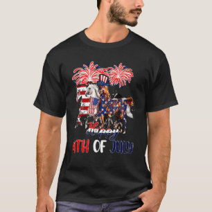 Happy 4th Of July Three Horses American Flag Firew T-Shirt
