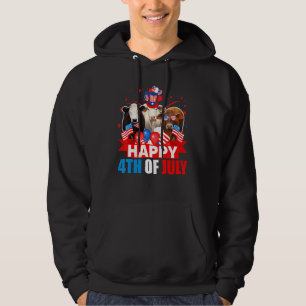 Happy 4th Of July Three Pride American Flag Cow Hoodie