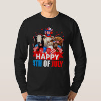 Happy 4th Of July Three Pride American Flag Cow