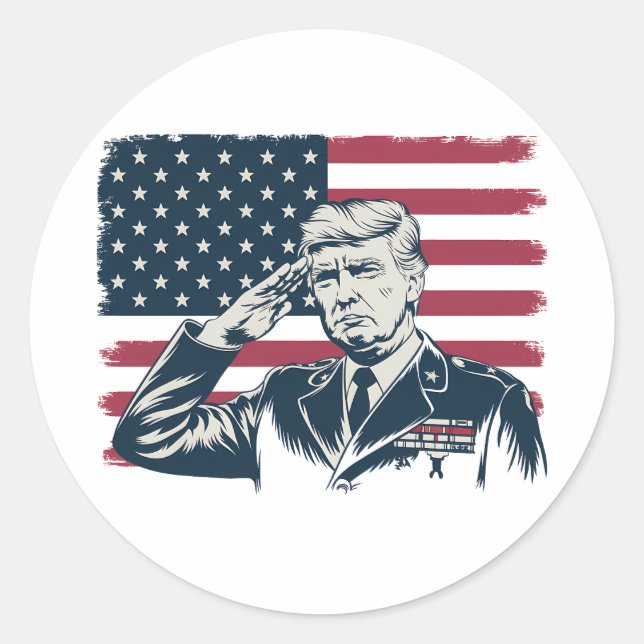 Happy 4th Of July Trump American Flag Classic Round Sticker (Front)