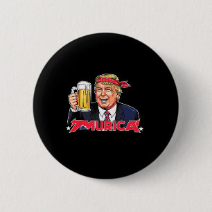 Happy 4th Of July Trump American Flag Merica Trump 6 Cm Round Badge