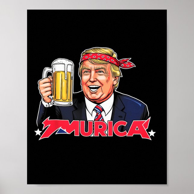 Happy 4th Of July Trump American Flag Merica Trump Poster (Front)