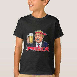 Happy 4th Of July Trump American Flag Merica Trump T-Shirt