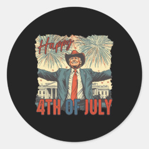 Happy 4th Of July Trump Independence Day  Classic Round Sticker
