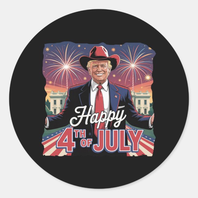 Happy 4th Of July Trump Independence Day  Classic Round Sticker (Front)