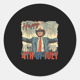 Happy 4th Of July Trump Independence Day  Classic Round Sticker