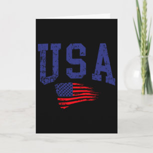 Happy 4th Of July Usa Flag American Proud Red Whit Card