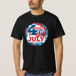 Happy 4th of July - USA flag Colour T-Shirt