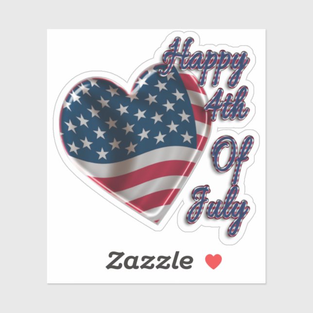 Happy 4th of July USA Flag Heart (Sheet)